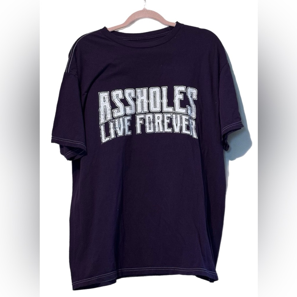 A$$holes (xm) Live Forever Unisex Casual Graphic Tshirt Sz XL Purple Novelty EUC